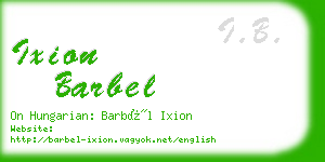 ixion barbel business card